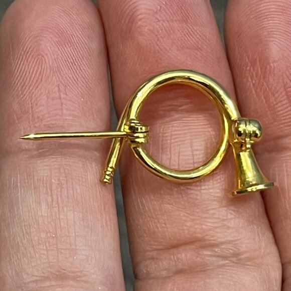 Vintage Unbranded Gold French Horn Instrument Brooch Pin - Picture 10 of 12